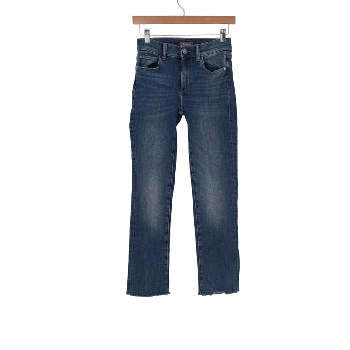 DL1961 Mara Straight Leg Mid Rise Raw Hem Blue Jeans Size 26 DL Performance