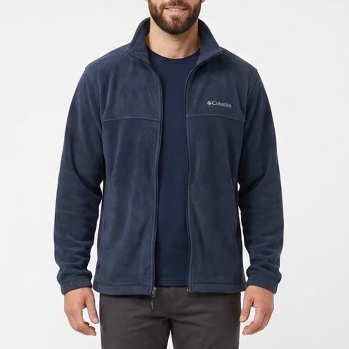 Columbia Mens XXL Navy Blue Full Zip Fleece Jacket Mock Neck
