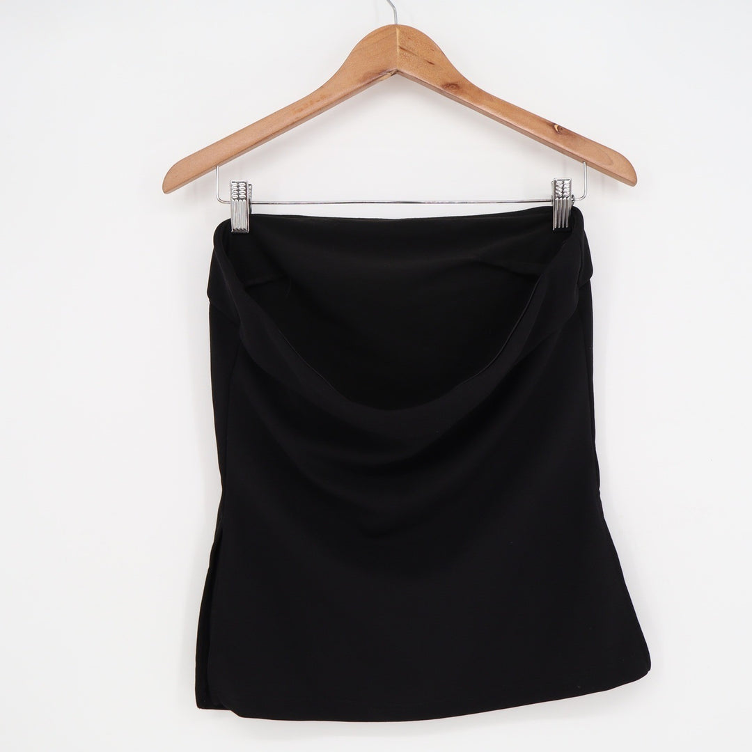 SHEIN Black Strapless Fold Over Tube Top Size L Minimalist Sleeveless Blouse