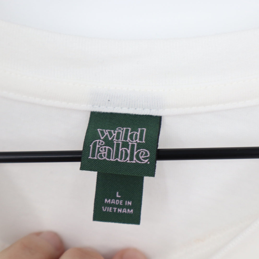 Wild Fable Cream Short Sleeve Boxy Crew Neck T-Shirt Large