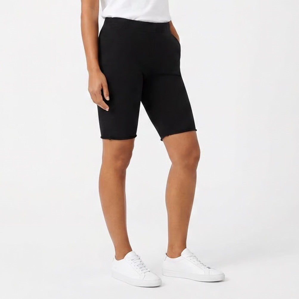 Ava & Viv Womens Plus 1X Black Cotton Blend Biker Shorts High Waist Stretch