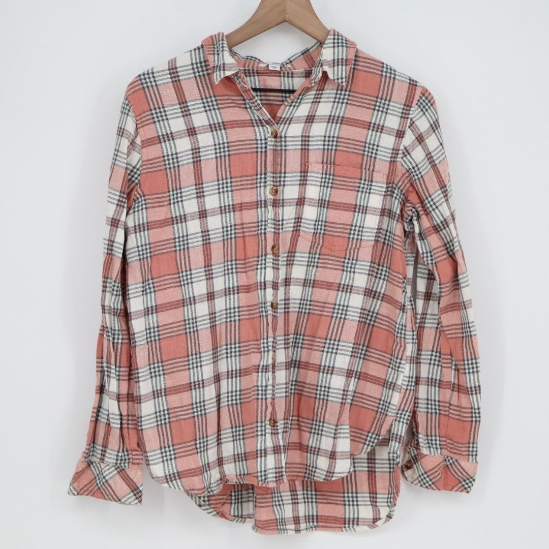 Sonoma Goods For Life Flannel Shirt Womens Medium Multi Plaid Cotton Button Up