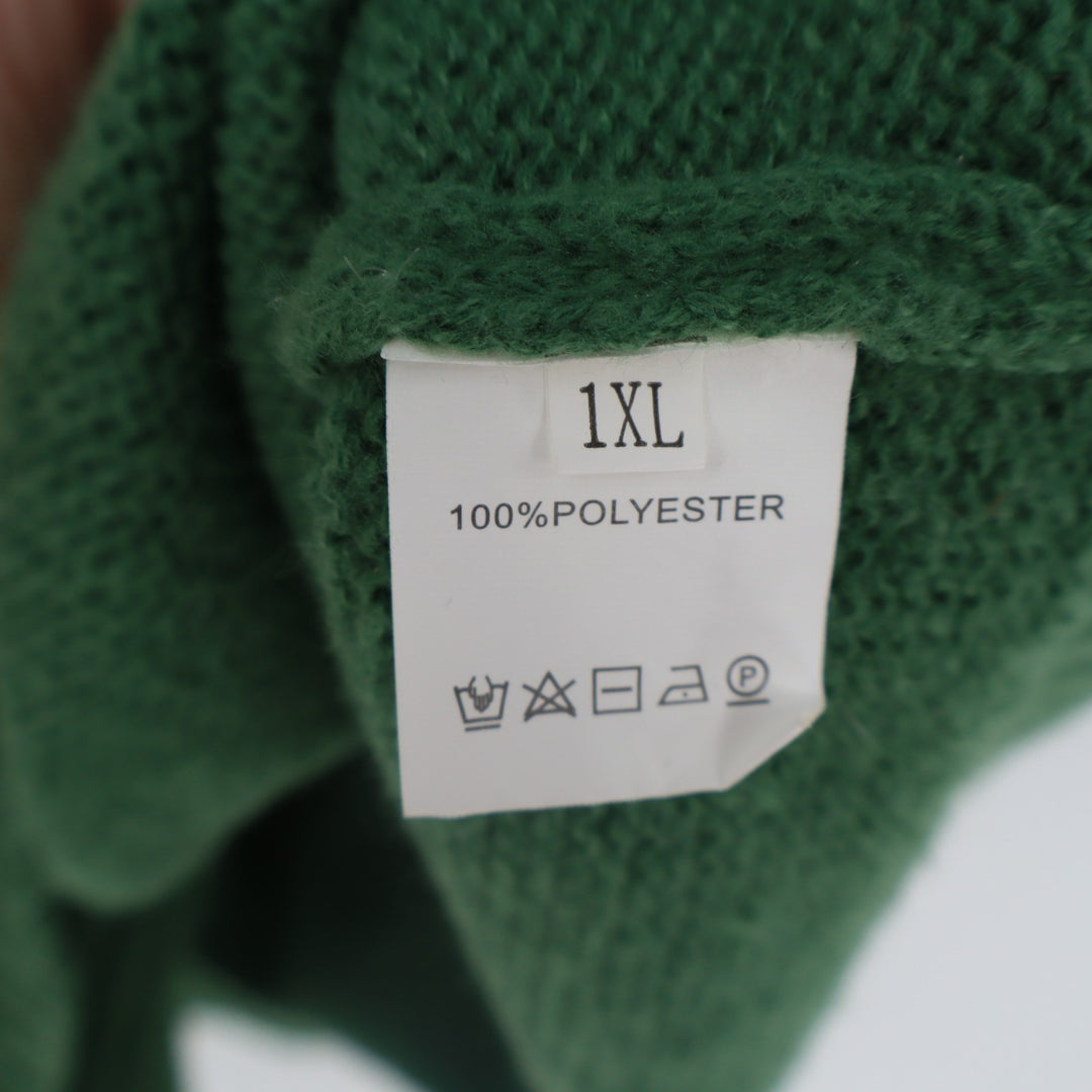 Sweater Vest Womens 1XL Sage Green Knit Pockets Ribbed V-Neck Pullover