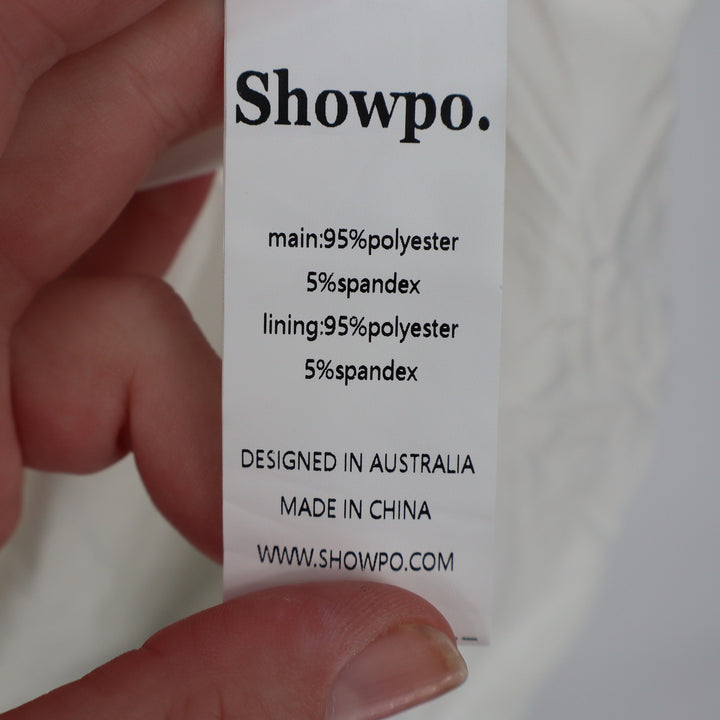 Showpo Betty Mini Dress Off Shoulder Puff Sleeve Gathered White Size 16