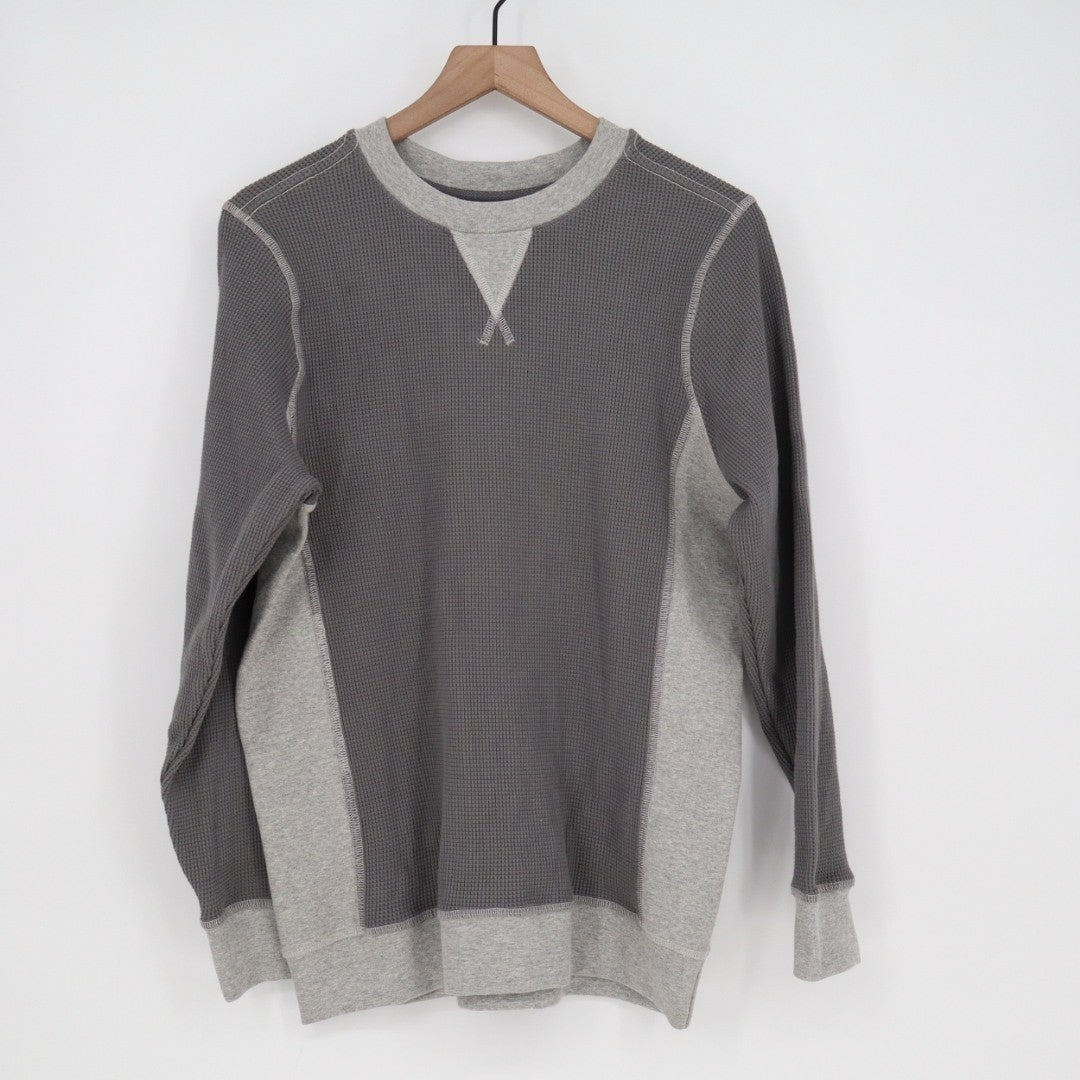 American Giant Colorblock Summit T-Shirt Men Medium Gray Waffle Knit Long Sleeve