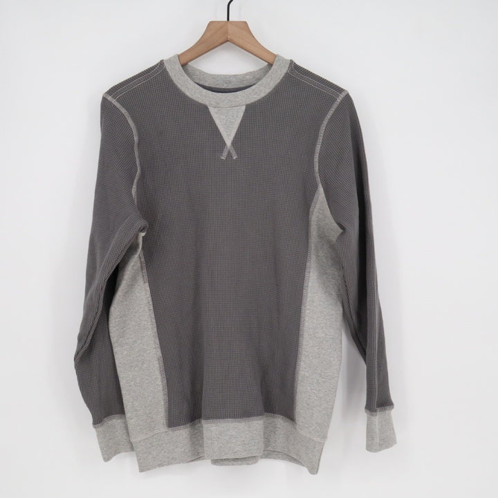 American Giant Colorblock Summit T-Shirt Men Medium Gray Waffle Knit Long Sleeve