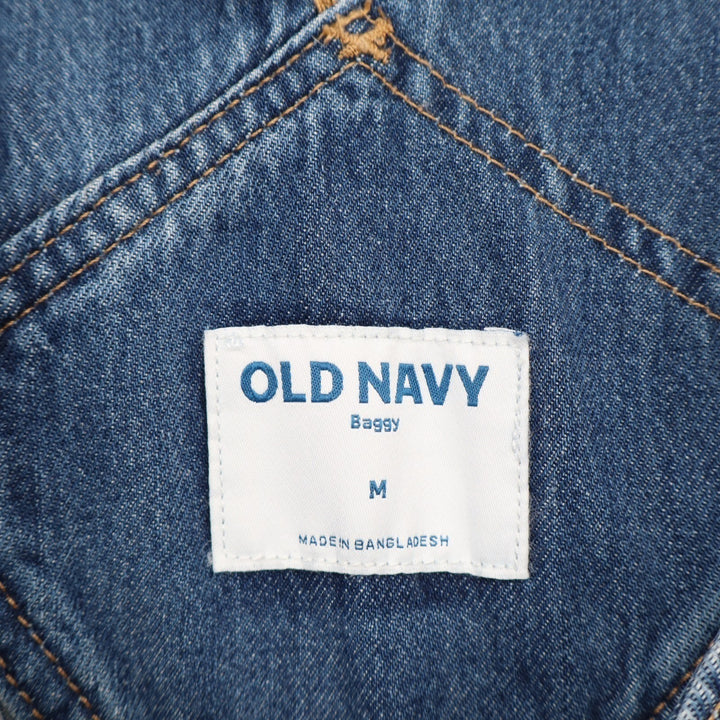 Old Navy Baggy Overalls Short Womens M Blue Denim Adjustable Strap Slash Pockets