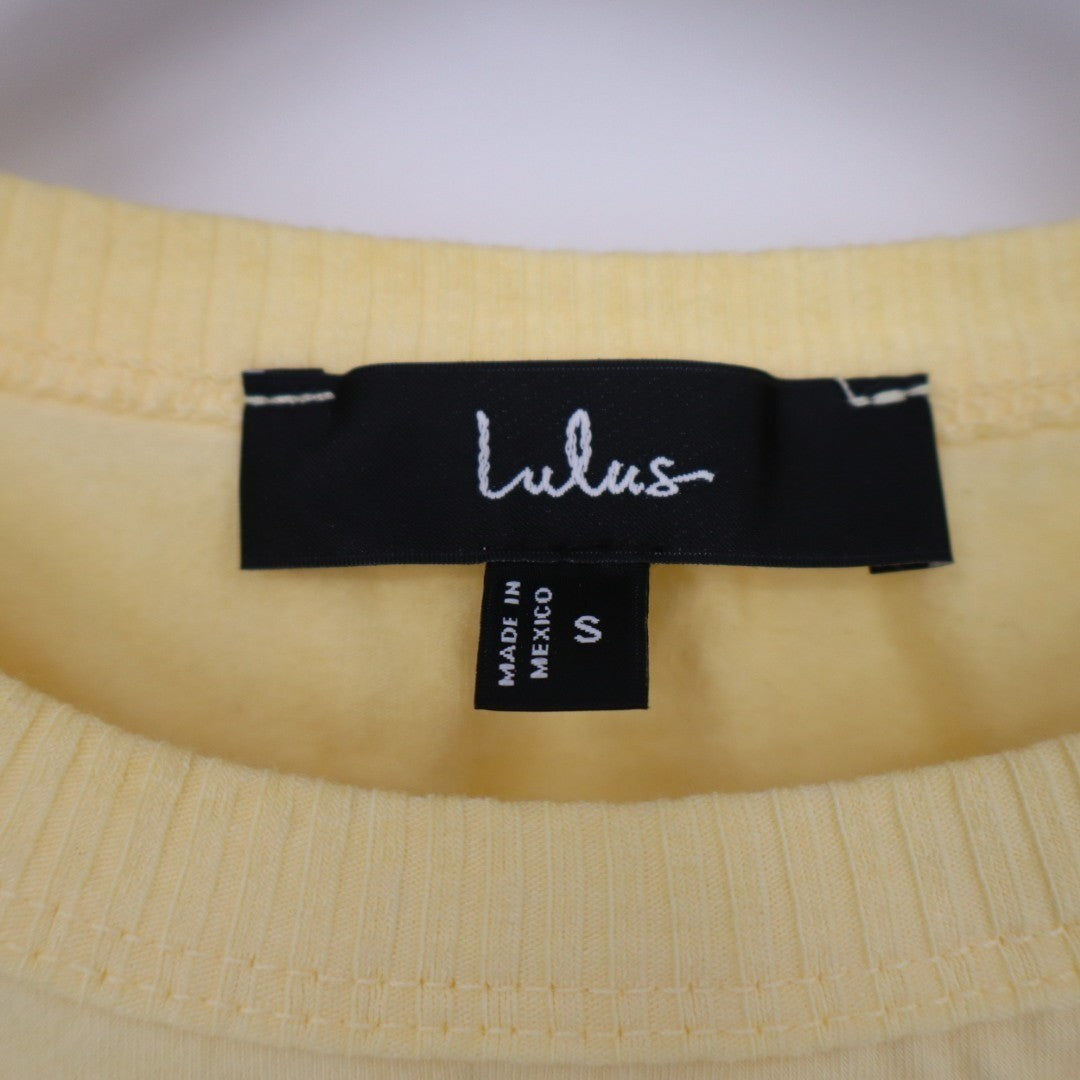 Lulus Lavina Midi Bodycon Dress Womens Small Light Yellow Jersey Knit Sleeveless