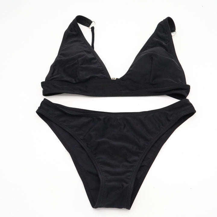 2 Piece Bikini Set Womens Small Black Stretch Padded Adjustable Strap Swimwear