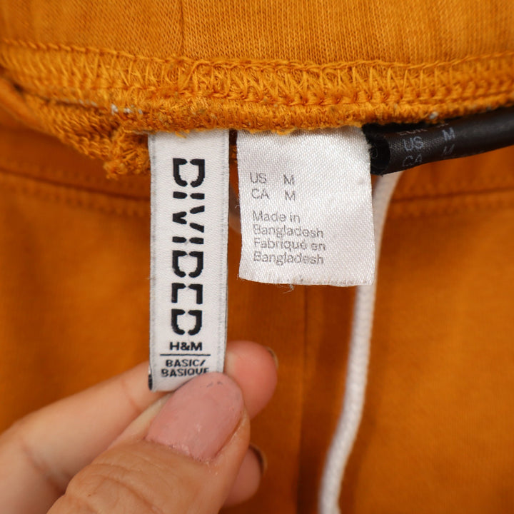 H&M Divided Mustard Yellow Dolphin Shorts White Piping Drawstring Womens Medium