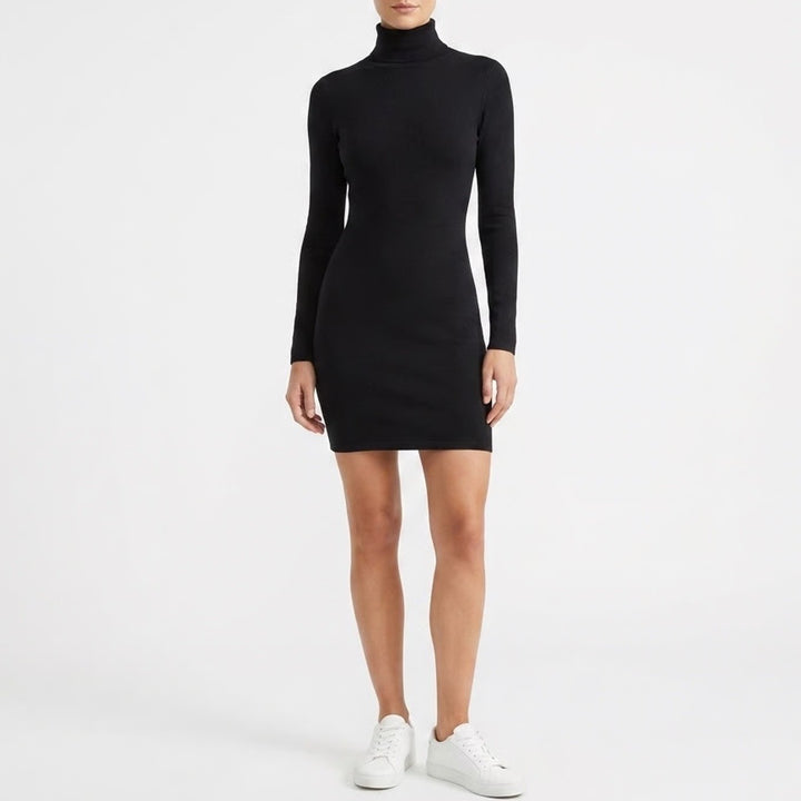 Naked Wardrobe Black Turtleneck Long Sleeve Bodycon Mini Dress Small