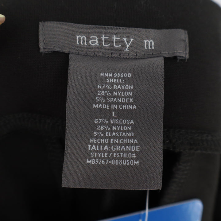 Matty M Womens Black Ponte Knit Pull On Dress Pants Slim Straight L