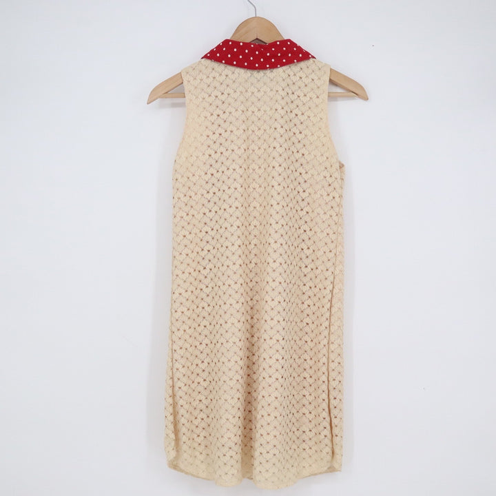 Peak by Hwayong Hot Air Balloon Novelty Print Sleeveless Dress Cream Red Dot L