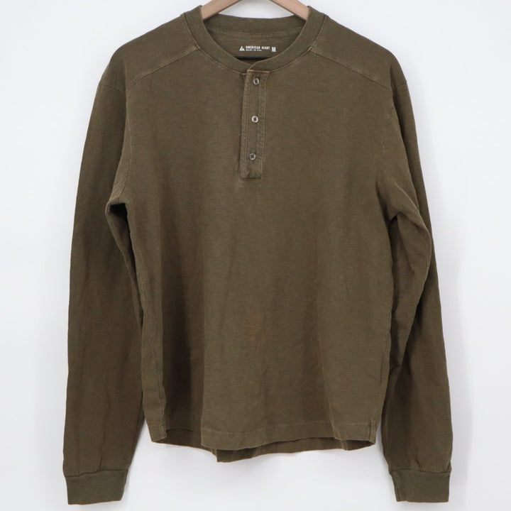 American Giant Broken-In Premium Slub Henley T Shirt Mens Medium Olive Green