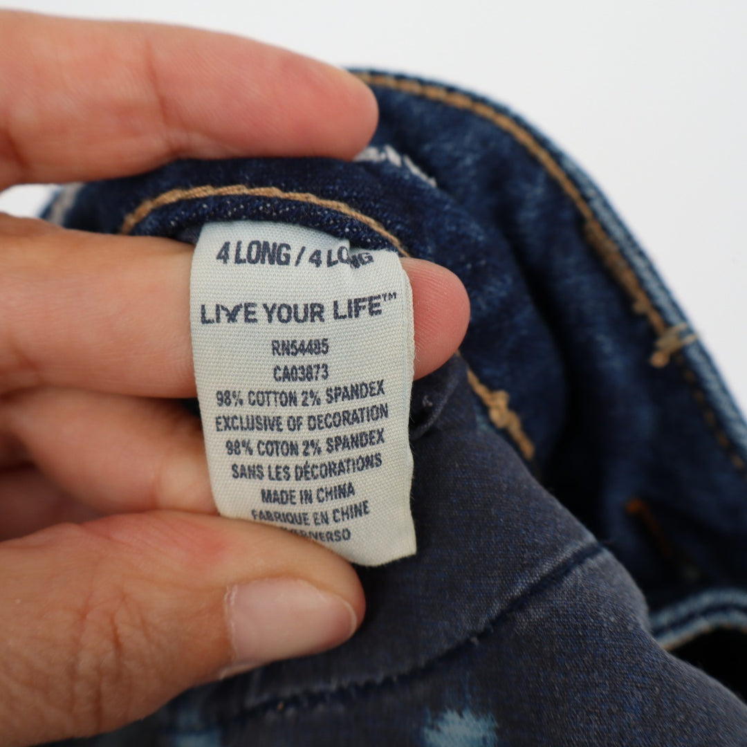 American Eagle Outfitters Jeans Womens 4L Blue Stretch Distressed Straight Leg