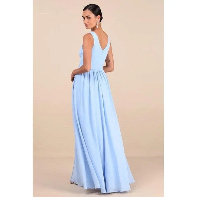 Lulus Thoughts Of Hue Light Blue Surplice Maxi Dress Size S