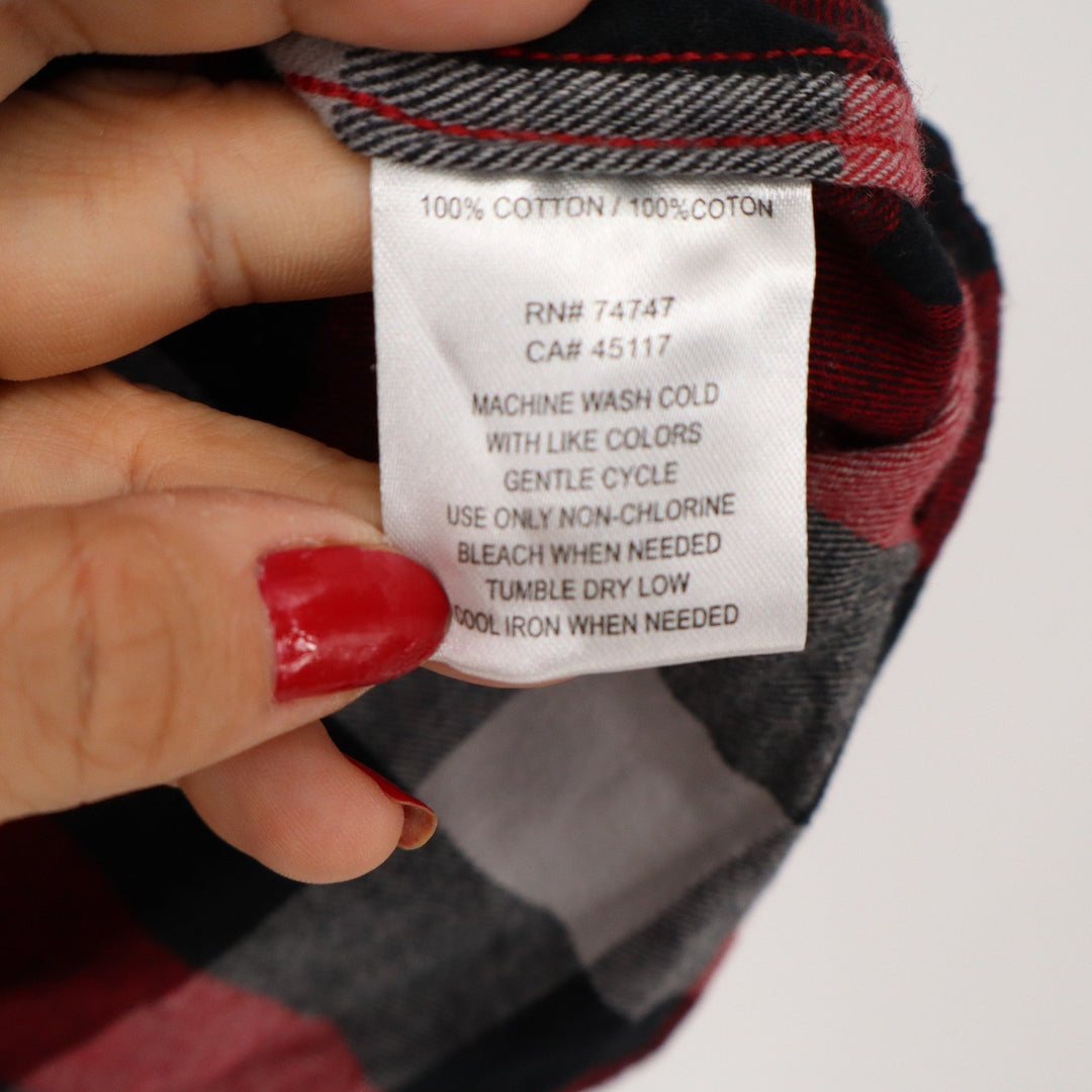 Red Head Brand Co Mens XL Flannel Shirt Red Black Grey Buffalo Plaid Cotton