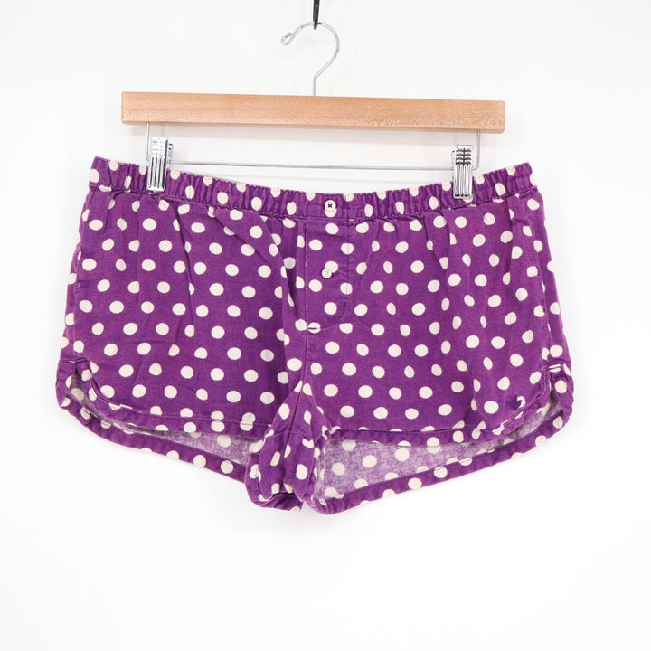Aerie Mini Shorts Womens S Purple Polka Dot Pleated Elastic Waist Low Rise