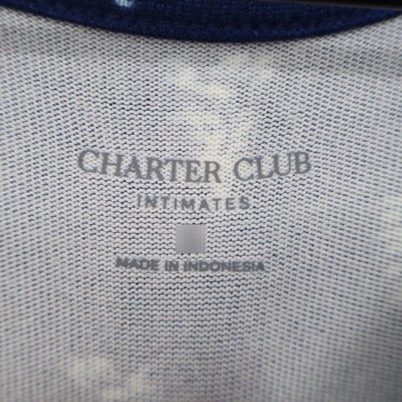 Charter Club Womens Navy Blue Pine Tree Soft Knit Long Sleeve Sleepshirt Large