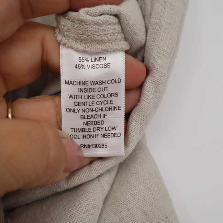 Per Se Womens Linen Blend Cropped Drawstring Pants Beige Oatmeal Size Medium