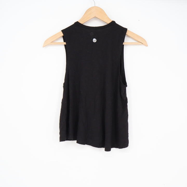Endeavor Womens XS Black High Low Muscle Tank Top Athletic Sleeveless Crew Neck
