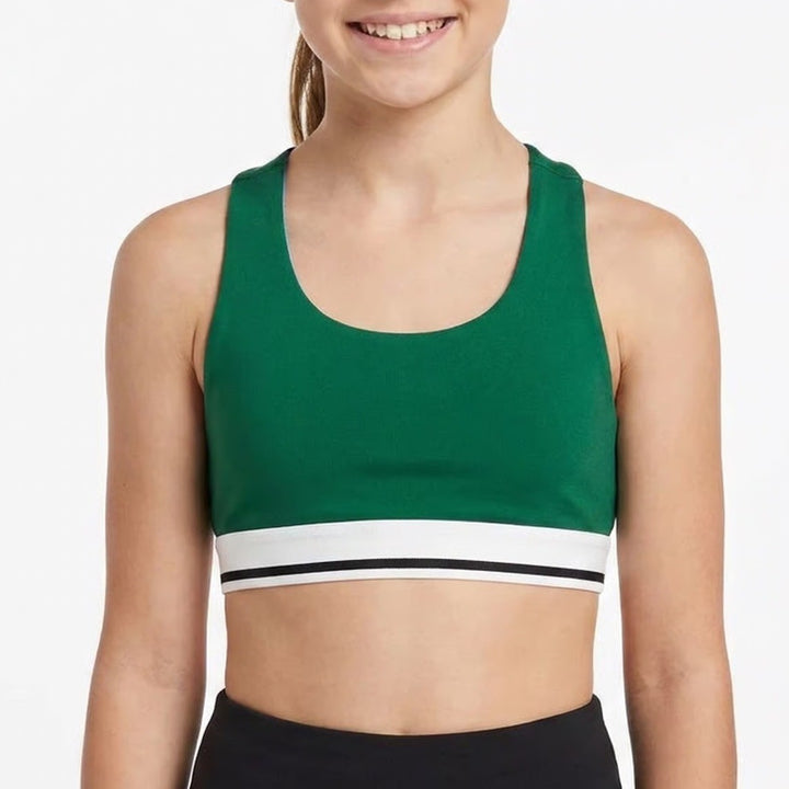 DSG Girls Momentum Novelty Sports Bra Field Green Blue Size M 10-12