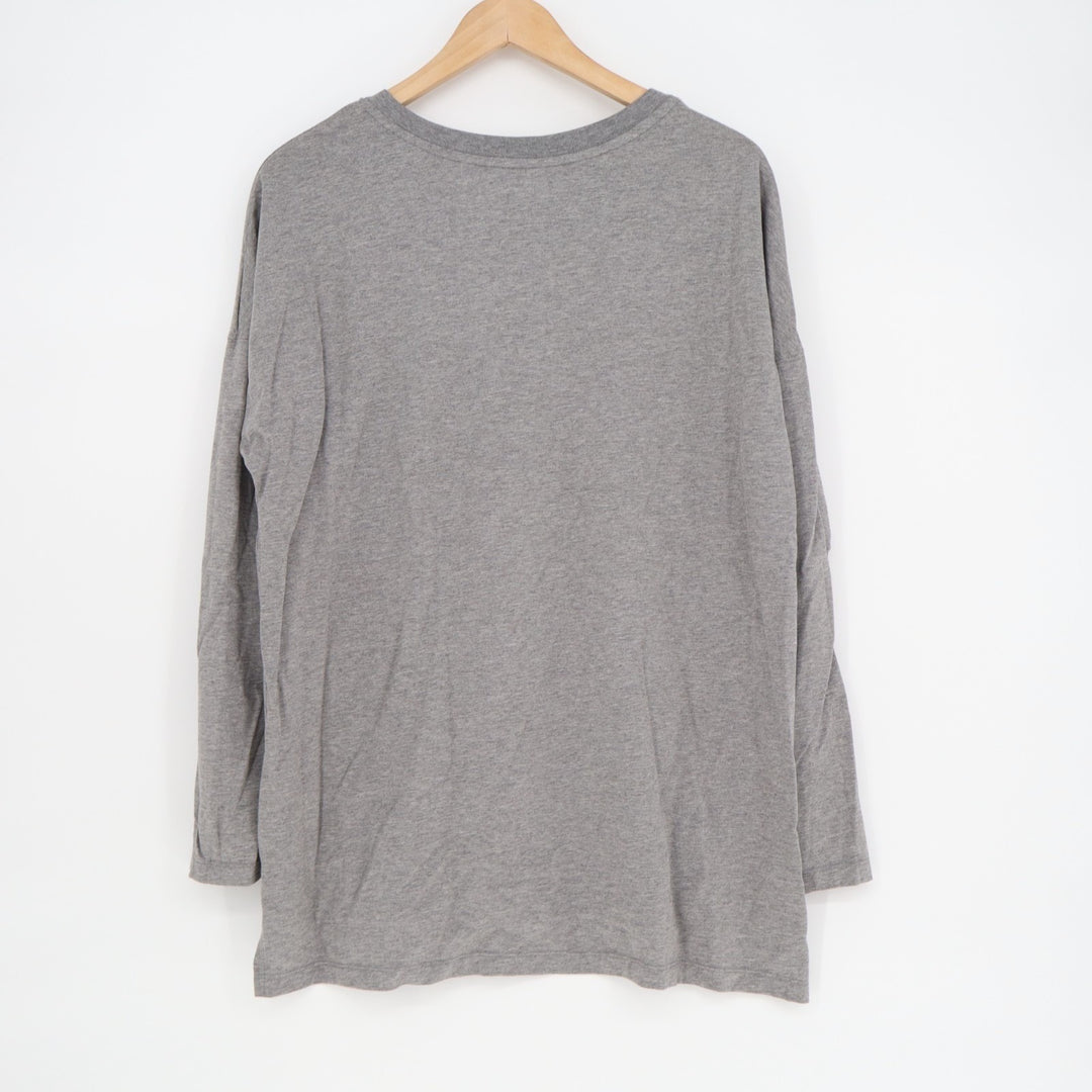 Nike T-Shirt Womens Large Heather Gray Front Pockets Long Sleeve High Low Hem