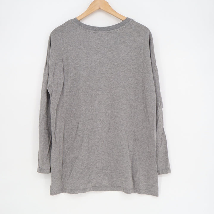 Nike T-Shirt Womens Large Heather Gray Front Pockets Long Sleeve High Low Hem