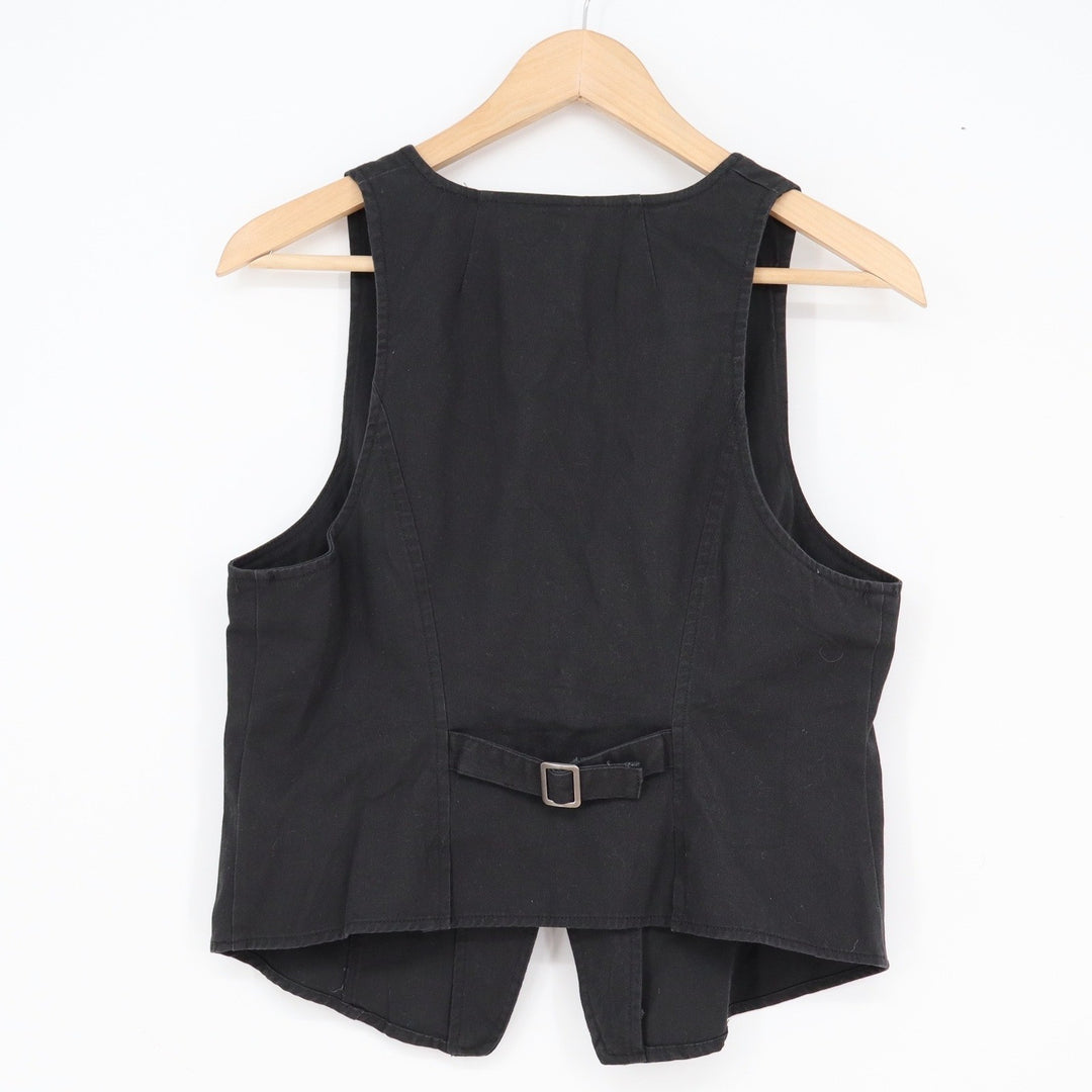 BDG Urban Outfitters Maise Wash Black Cotton Vest Hook Eye Waistcoat Mens M NEW