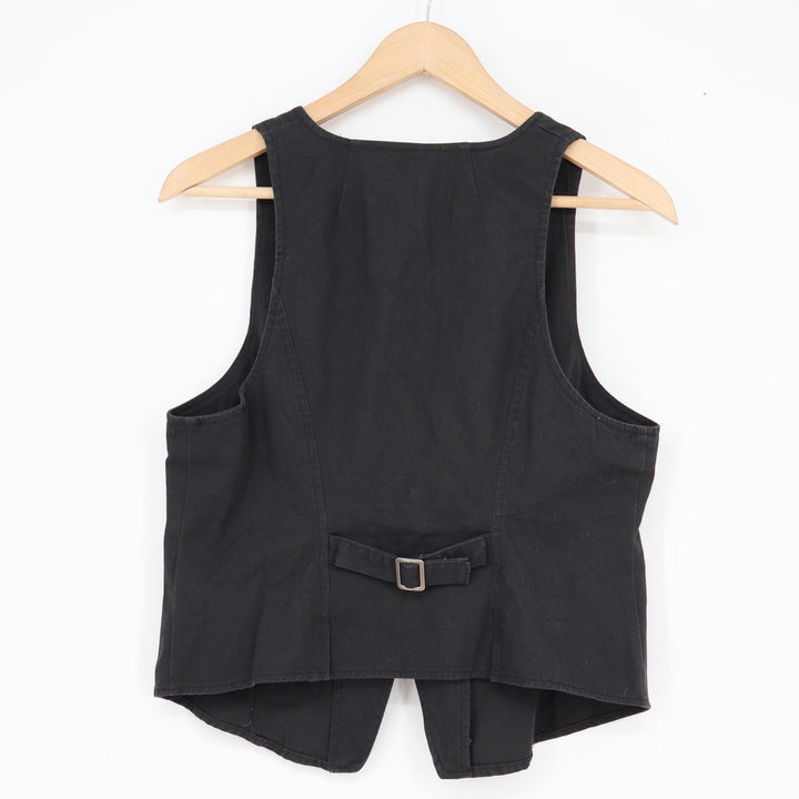 BDG Urban Outfitters Maise Wash Black Cotton Vest Hook Eye Waistcoat Mens M NEW