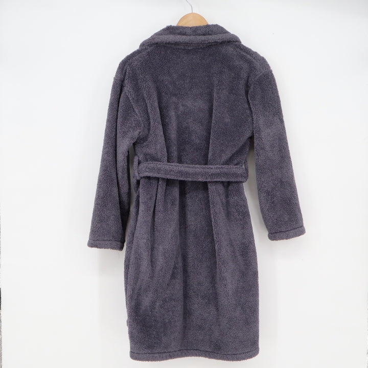 Chakir Linen Bathrobe Mens Large Plush Fleece Charcoal Grey Shawl Collar