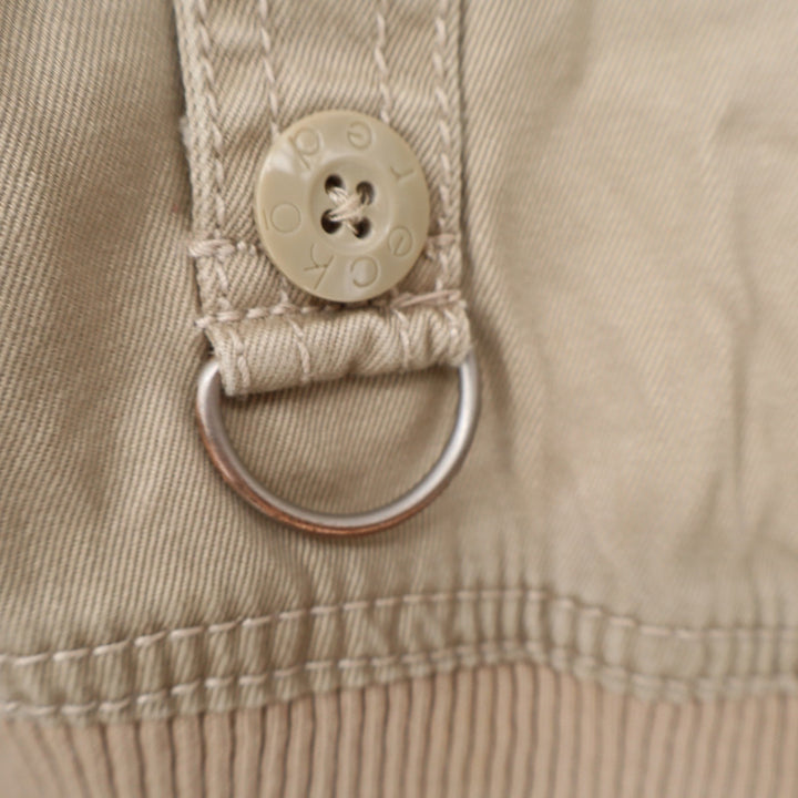 Ecko Red Womens Tan Khaki Utility Bomber Jacket Cropped Cotton Size L