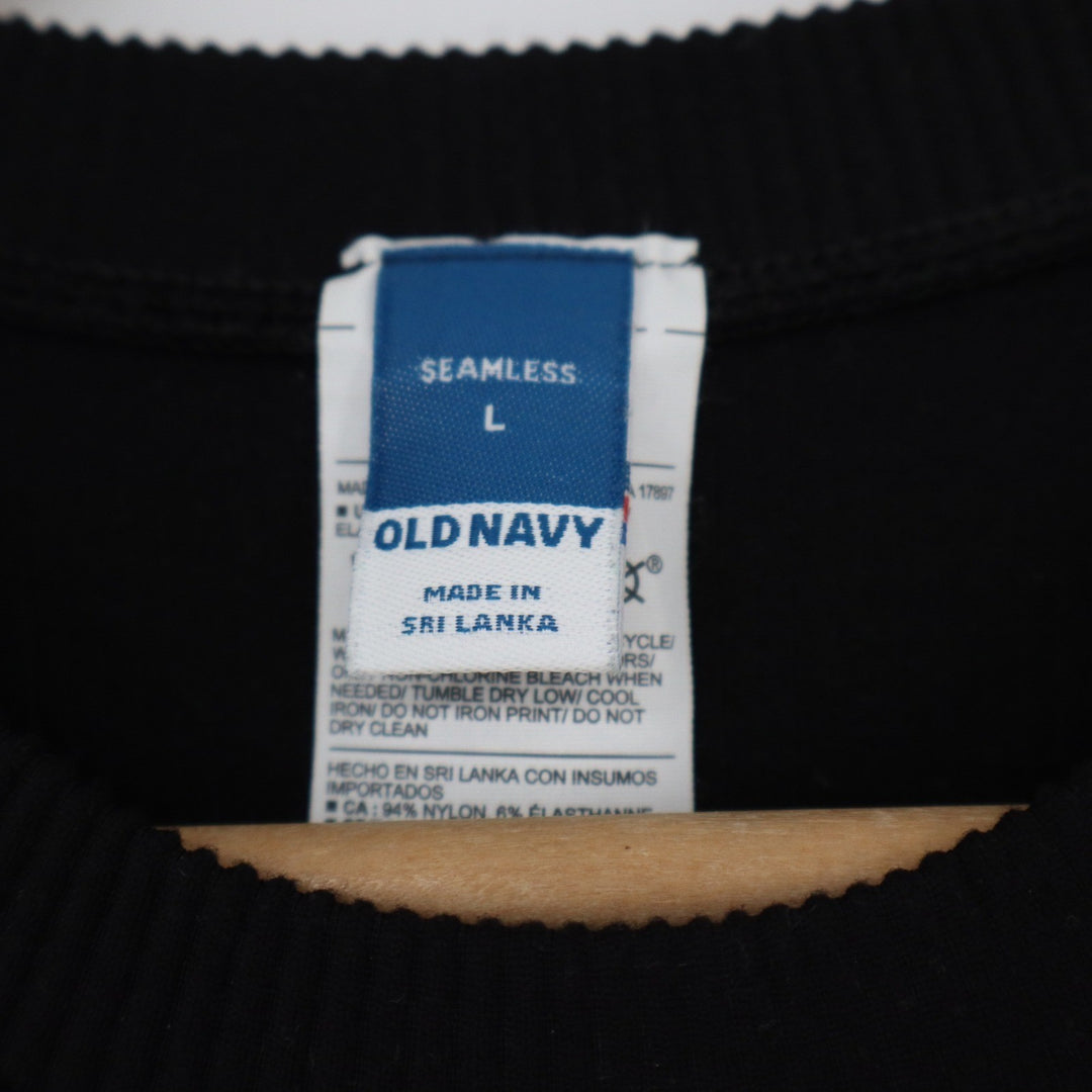 Old Navy Womens Seamless Ribbed Long Sleeve Crew Neck Top Black Size L