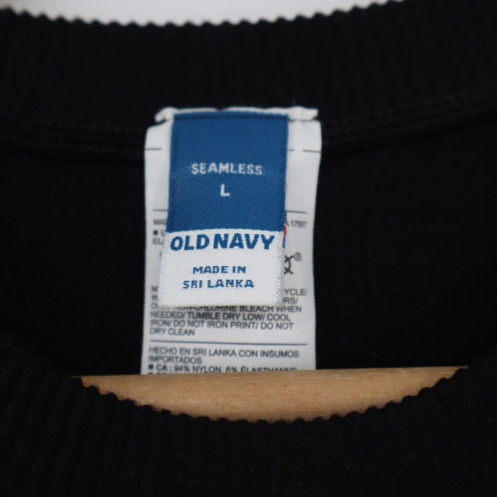 Old Navy Womens Seamless Ribbed Long Sleeve Crew Neck Top Black Size L