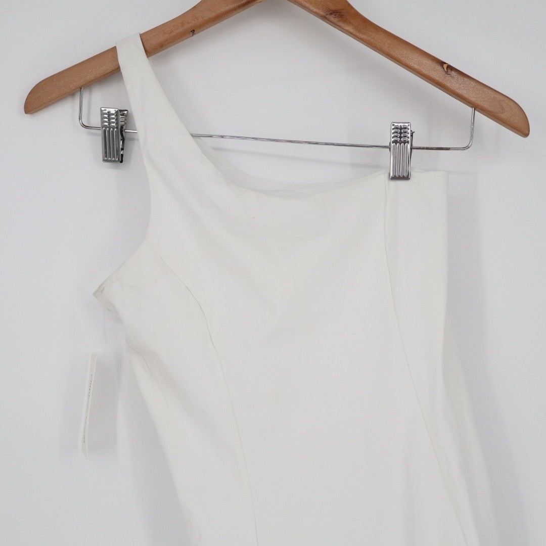 Outdoor Voices Mini Dress Womens XS White Stretch Liner One Shoulder Sleeveless
