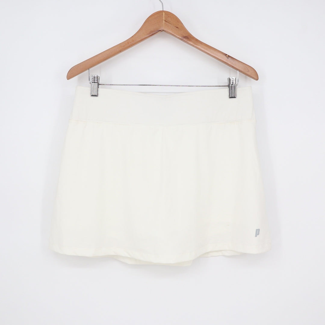 Prince Womens Cream White Athletic Tennis Skort Size Large Built-in Shorts