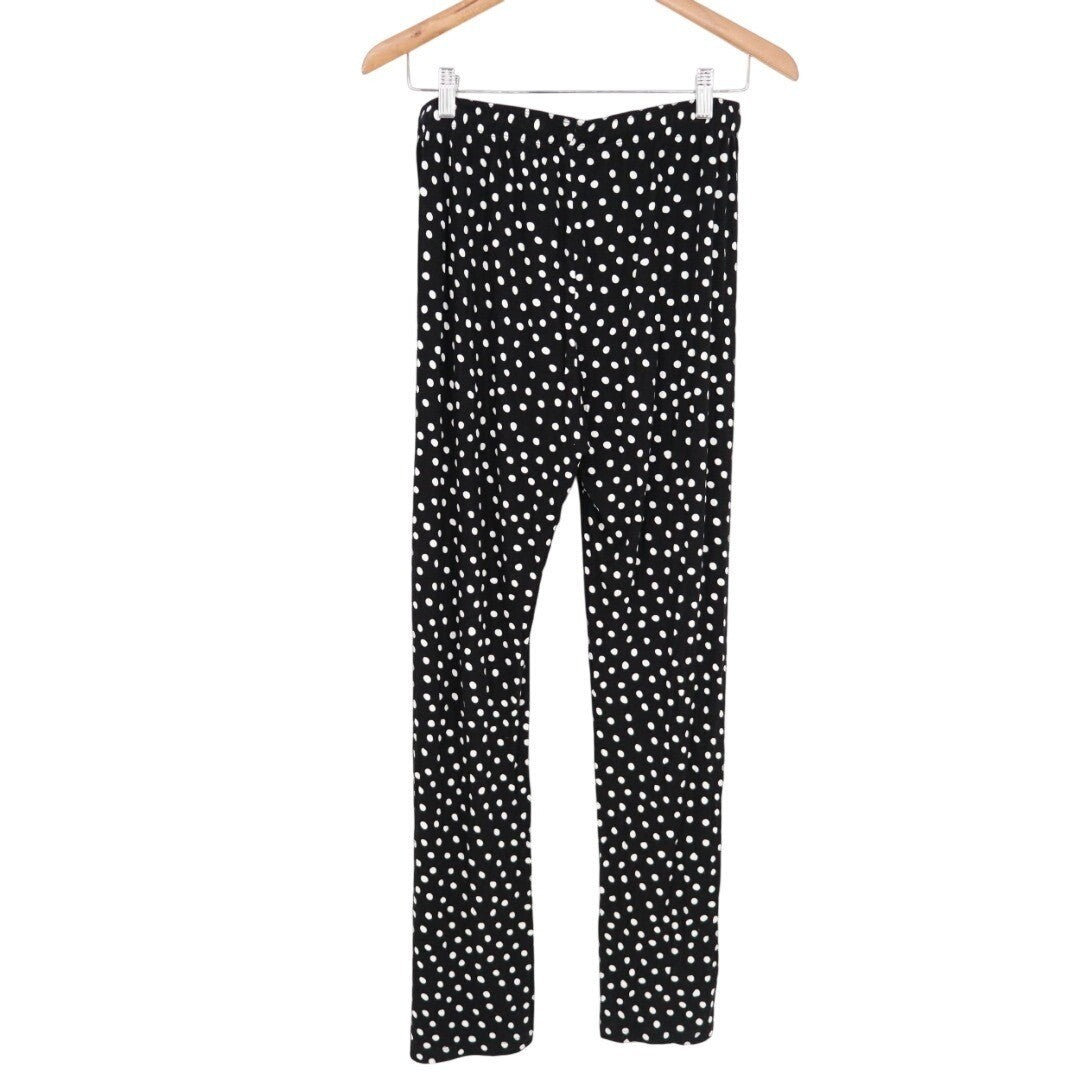 AQUA x Angelica Hicks Lounge Pants Womens Small Black White Polka Dot Stretch