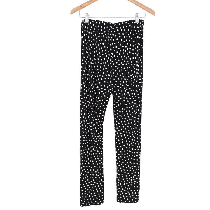 AQUA x Angelica Hicks Lounge Pants Womens Small Black White Polka Dot Stretch