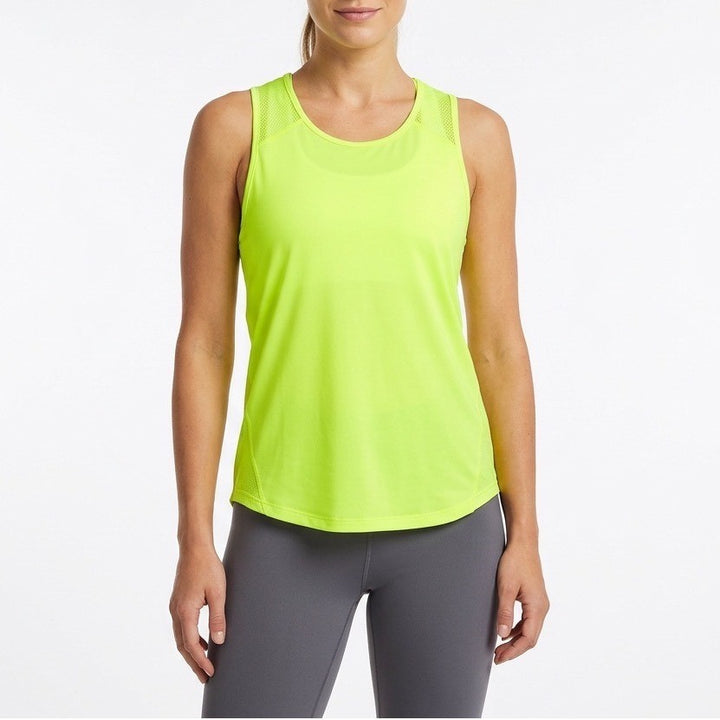 Tank Top Womens Large Neon Green Stretch Racerback Scoop Neck Pullover
