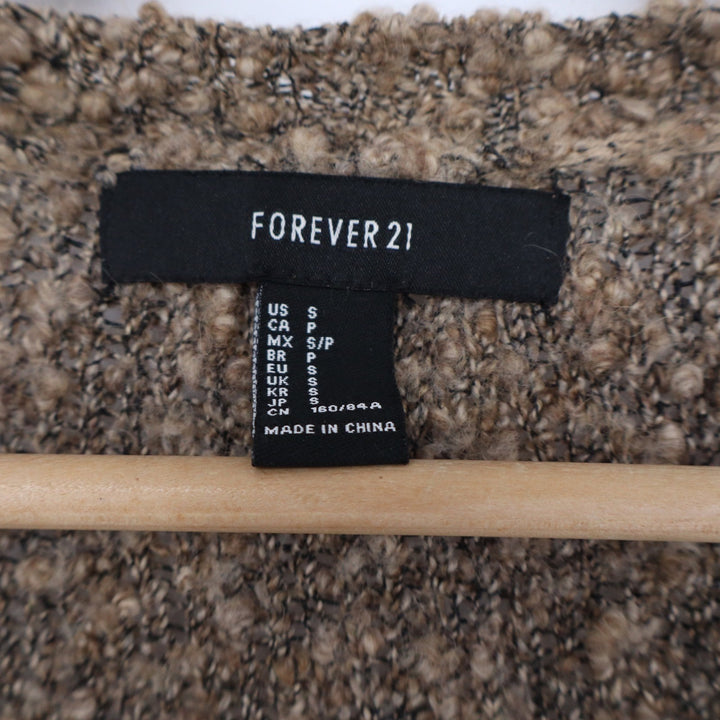 Forever 21 Brown Boucle Popcorn Knit V-Neck Button Front Cardigan Sweater Small