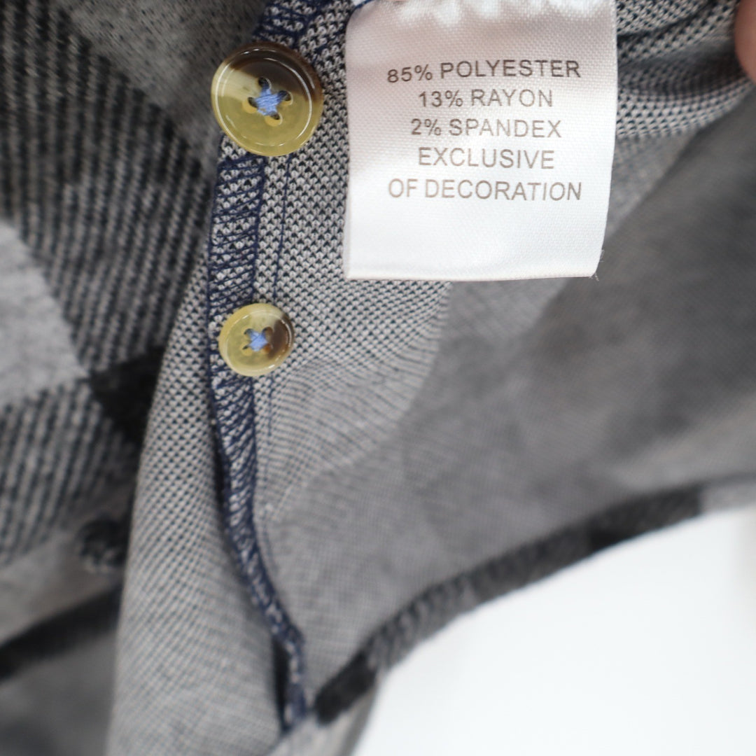 Tailorbyrd The Sweatershirt Mens Medium Grey Black Plaid Knit Button Down Shirt