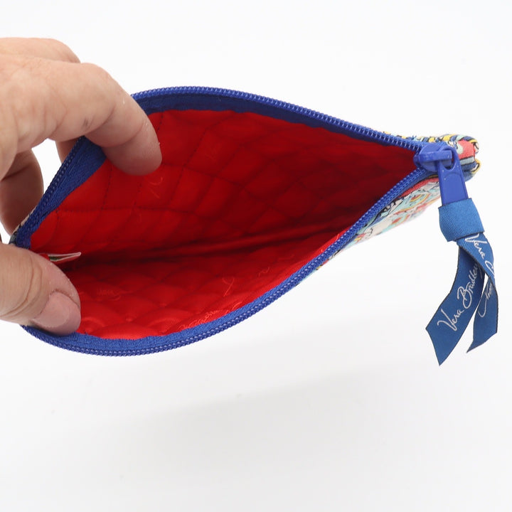 Vera Bradley Marina Paisley Quilted Cotton Cosmetic Pouch Blue Red Zip Bag