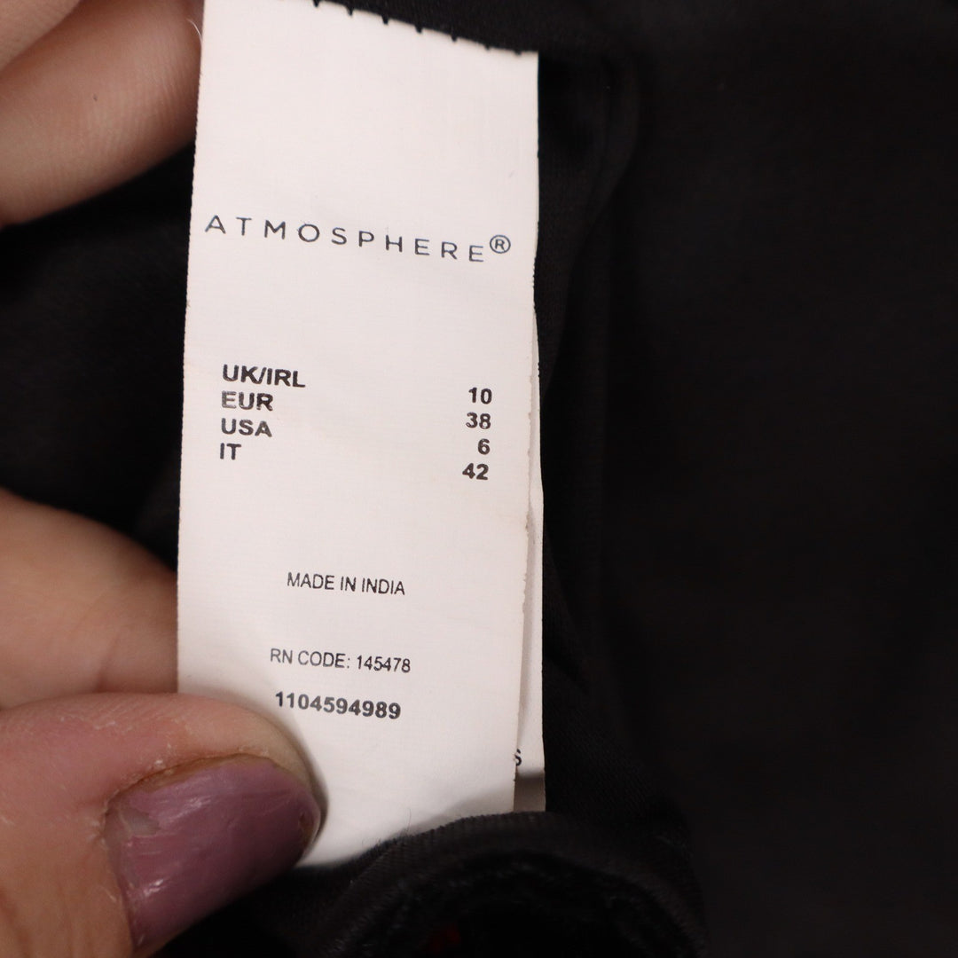 Atmosphere Black Velvet Embroidered Floral Open Front Jacket Blazer Size 6