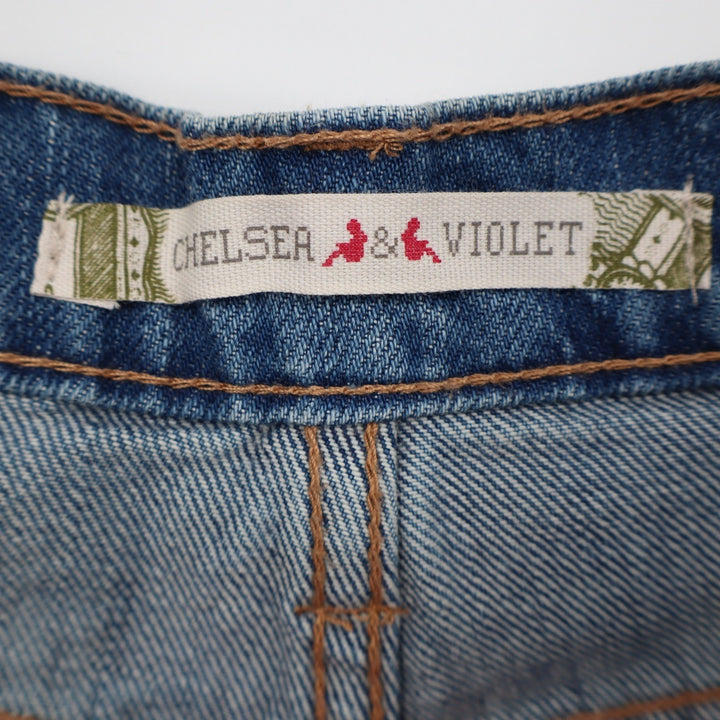 Chelsea & Violet Floral Embroidered Eyelet Denim Shorts Light Wash Size 25