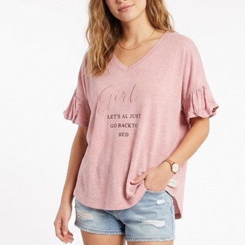 Danskin T Shirt Womens XL Light Pink Graphic Print Let's All Just Go Back to Bed
