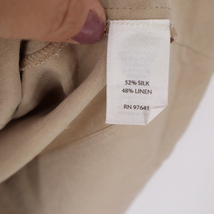 J. Jill Tan Silk Linen Blend Short Sleeve Shift Dress with Pockets Large L