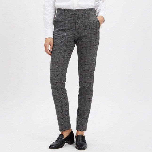 Calvin Klein Dress Pants Womens 8 Gray Blue Checked Slash Pocket Straight Leg