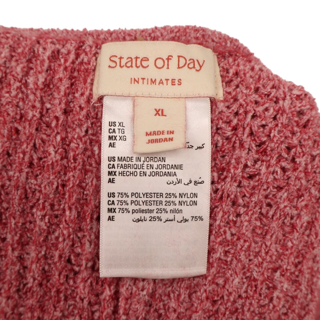 State of Day Intimates Pajama Pants Womens XL Red Chunky Knit Drawstring Waist