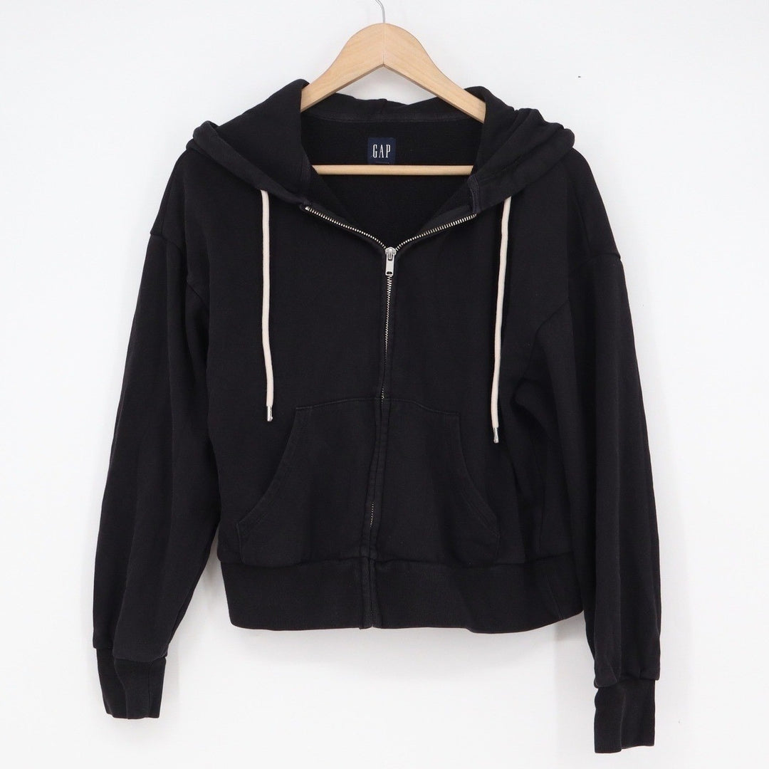 GAP Womens Black Full Zip Fleece Hoodie Sweatshirt Size S