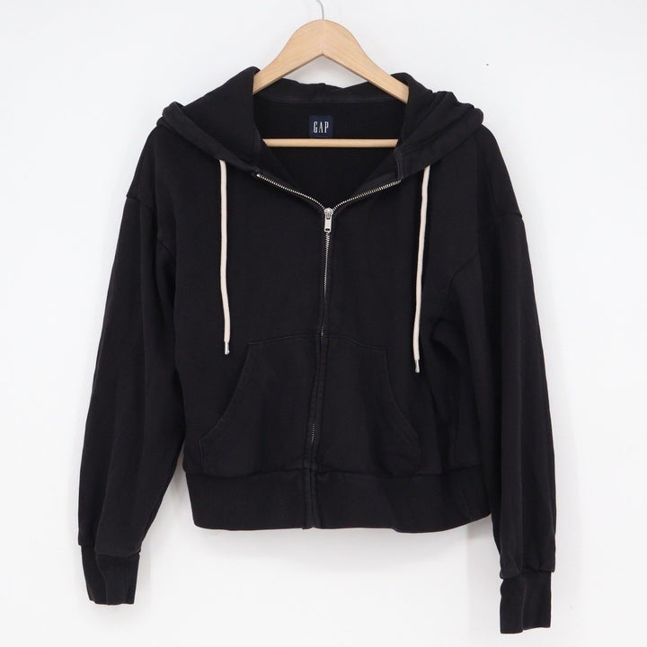 GAP Womens Black Full Zip Fleece Hoodie Sweatshirt Size S